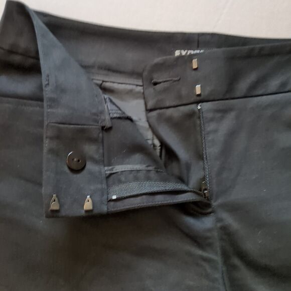 Express Chino Cuffed Shorts Womens 4 Black Flat Front Stretch Pockets Preppy - Picture 5 of 11